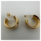 Chunky Thick 14K Gold Hoop Earrings W40