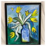 Original Open Framed Painting Floral Still Life wi