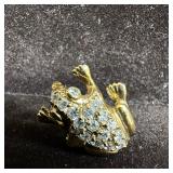 Frog FAS 925 CZ Encrusted Gold Plated Sterling Bro
