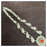 800 Silver Carnelian Sunburst Circular Pendant Nec