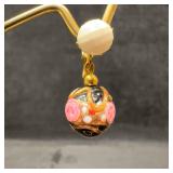 Murano Venetian Art Glass Lamp Work Black Floral W