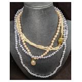 3 Vintage Gold Tone Faux Pearl Necklaces