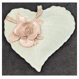 Vintage Nuova Capodimonte Rose Heart Shaped Dish