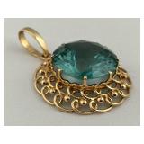 Custom Made European 14K Bezel 22MM Teal Round Fac