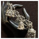 800 Silver Gemstones Ornate Fob Charms Bracelet R1