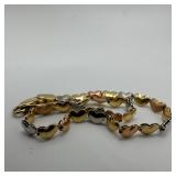 Tri-Tone Stampato Style Heart 14K Gold Bracelet