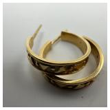 Geometric Textured Hoop Earrings 14K USA W3