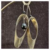 Black Onyx Bead Accents Mexico Modernist Sterling