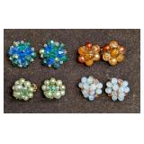 Vintage Beaded Japanese Hong Kong Clip On Earrings