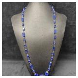 Blue Clear Crystal Glass Square Rectangle Beaded S