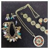 Two Vintage Costume Jewelry Sets Natural Stone Acc