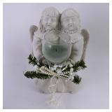 Two Angels Singing Votive Candle Holder White Chri