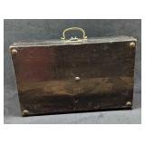 Vintage Wooden Luggage With Brass Handles & Lock