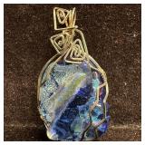 Silverwork Wire Style Dichroic Glass Silver Pendan