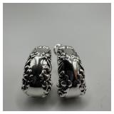 Ornate Hoop 925 Silver Earrings