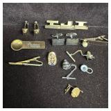 Group Lot of Vintage Men Accessories Tie Bars Cuff