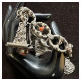 Carnelian Black Onyx Ornate Fob Charm Silver 800 B