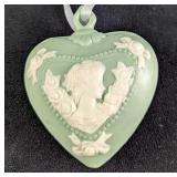 Vintage Jasperware Cameo Heart Shaped Ornament