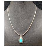 Vintage Milor Sterling Silver Turquoise Necklace A