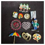 Group Lot of Costume Brooches and Pins Floral Nove