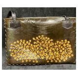 Vintage Leather Handicraft Purse Embossed Flowers