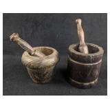 Hand Carved Wooden Mortar and Pestle Pair