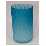 Vintage Blue Air Trap Diamond Satin Glass Tumbler