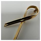 14K Gold Ribbon Twisted Bar Wave Twisted Design Br