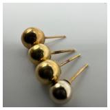 14K Stud Gold Ball Earrings Mismatched Group W24