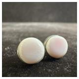 Low Profile Stud Pink Shell Silver Earrings V81
