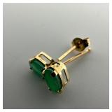 Green Stone JCM 10K Gold Earrings W44