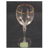 Retired Lenox Crystal Monroe Gold Trim Wine Glass