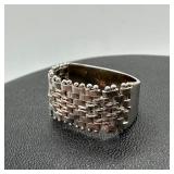 14k White Gold Half Chain Weave Ring