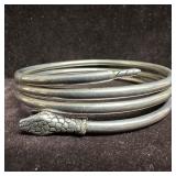 Sterling Silver Coiled Snake Bangle Bracelet Victo