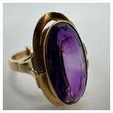 18K Yellow Gold Purple Amethyst Oval Cocktail Ring
