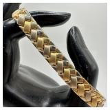 Aurafin 14K Two Tone Gold Woven Link Chain Bracele