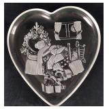 "Christmas Dream" Glass Heart Shaped Serving Tray