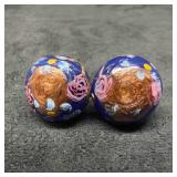 Murano Venetian Art Glass Lamp Work Dark Blue Flor