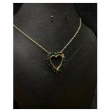 Vintage 14K Gold Emerald Heart Necklace