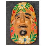 Vintage Pottery Hand Painted Folk Art Wall Mask