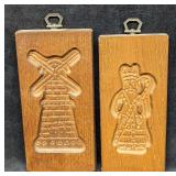 2 Vintage Dutch Wooden Cookie Molds