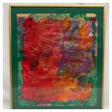 Framed Abstract Mixed Media Painting on Paper Bold