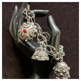 Filigree Five Charms Bracelet 800 Silver Etruscan