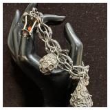 Floral Motif Wire Chain Silverwork 800 Silver Char