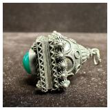 Green Onyx Poison Locket Fob Charm 800 Silver Flor