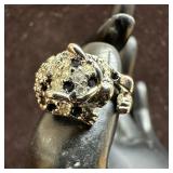 Art Deco Style Leopard Panther Cat Wrap 14K GE Rin