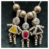 925 Italy Birthstone Three Child Figure Pendant St