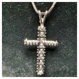 Articulating Bendable Cross 14K Gold White Necklac