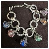 French Style Multi Colored Poured Glass Foil Charm