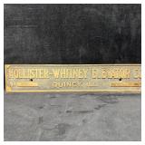 Vintage Hollister Whitney Elevator Co. Brass Ident